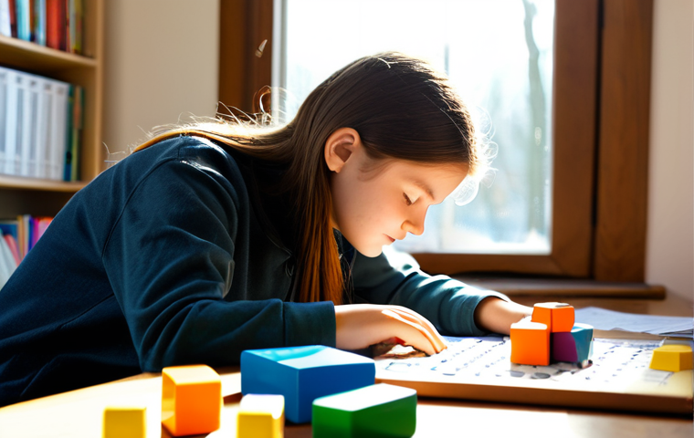 Understanding Dyslexia**
"A young student, fully clothed in casual and modest attire, attentively working with colorful blocks and letter tiles on a desk. Sunlight streams through a window, illuminating a cozy classroom. The student is demonstrating progress in reading with the help of a supportive teacher. Perfect anatomy, correct proportions, well-formed hands, natural pose, safe for work, appropriate content, family-friendly, professional illustration, educational setting."
**
