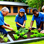 **

"A diverse group of fully clothed students (including students with disabilities) collaboratively building a mini-garden in a school setting, appropriate attire, safe for work, perfect anatomy, natural proportions, family-friendly, demonstrating teamwork and inclusion, bright and positive atmosphere, well-formed hands."

**
